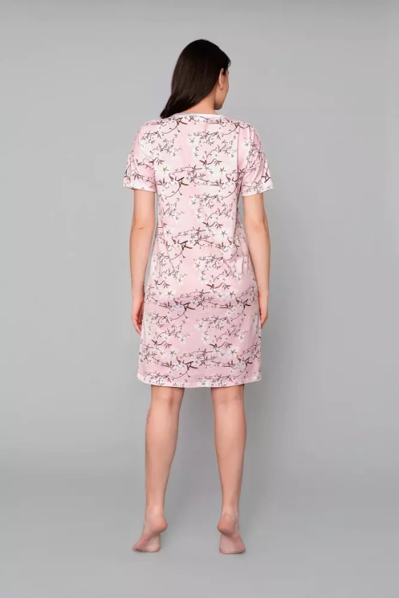 Camicia da notte a maniche corte Alwa Moda Italiana - stampa rosa