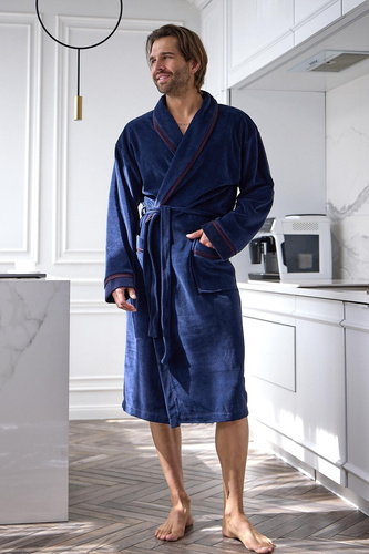 L&L 2661 Elegante Accappatoio Uomo Classico con Collo a Sciarpa Morbido grafite