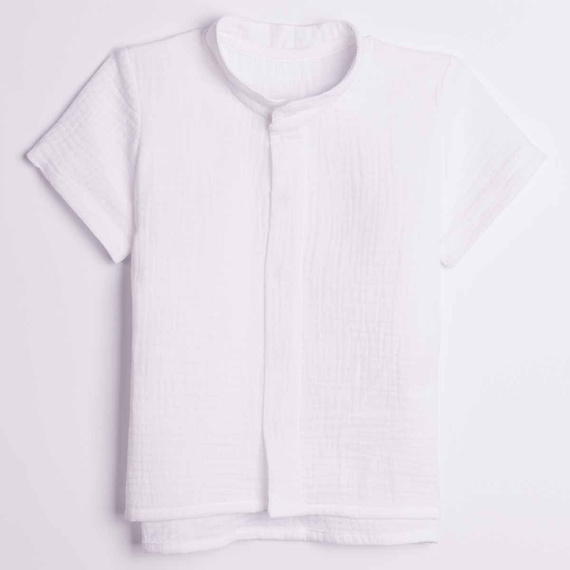 Camicia bambino Nicol 224350 mussola 100% cotone manica corta - bianca