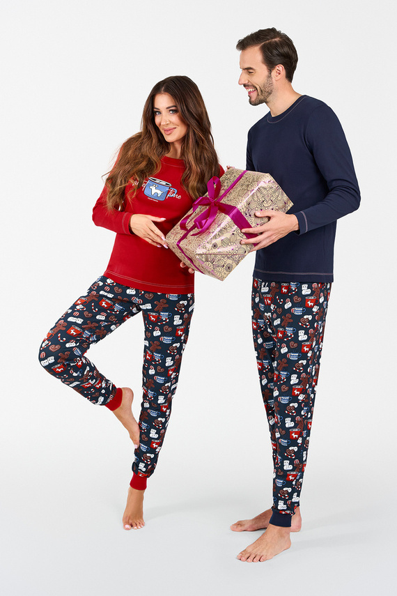 Makala Pigiama a maniche lunghe e pantaloni lunghi da donna Moda Italiana - rosso/stampa