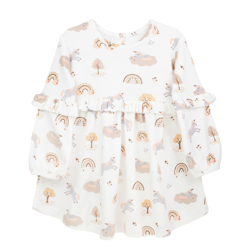 141970 Abito Nicol a maniche lunghe - cotone crema con unicorni