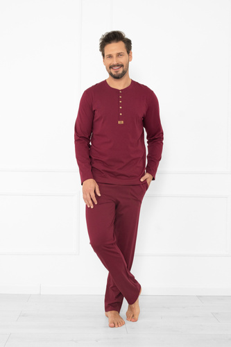 Pigiama da uomo Gordo - cotone classico, polo e pantaloni con tasche Italian Fashion - marrone