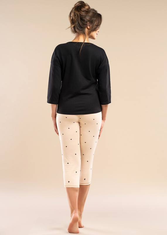 Pigiama donna MK30 Night Song Belle Reverie nero- cotone, manica 7/8, comfort e stile femminile