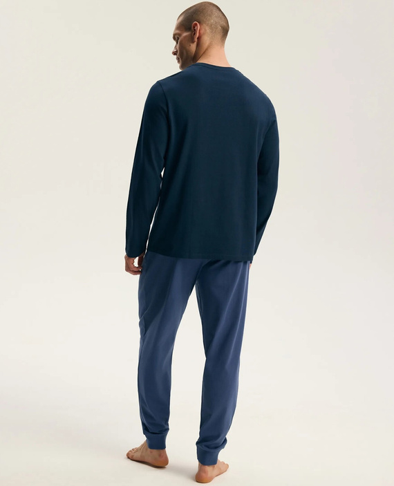 Pigiama uomo Henderson 45455 Indigo blu navy 100% cotone flanella