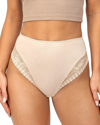 Figs 235 Donna beige - mutandine a vita alta da donna in viscosa con pizzo
