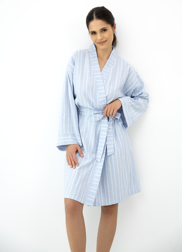 Asteria Sensis accappatoio kimono in cotone blu a righe