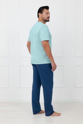 Pigiama uomo Devon Italian Fashion in cotone con pantaloni lunghi turchese