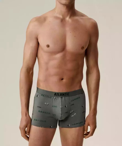 Boxer da uomo 3MH-223/25 in cotone nero-khaki, confezione da 3 pezzi, vestibilità comoda