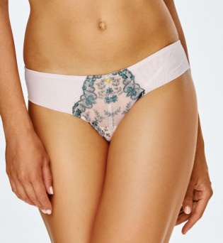 2550/2552 Mutandine Lupoline - beige con motivo verde e rete trasparente