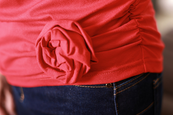 Camicetta Lily Mirale da donna in viscosa - manica corta, rosa decorativa - rosso