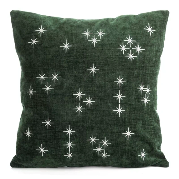 CHP308 Federa natalizia Eurofirany 45x45 con paillettes 3D stelle beige
