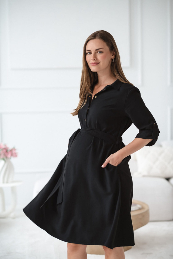 Milk&Love chemise premaman e allattamento nero | Modal, manica 3/4, regolazione in vita