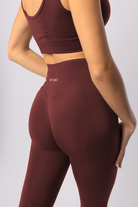 Leggings donna SPAIO Flex Innergy 2.0 bordeaux - senza cuciture, supporto al recupero