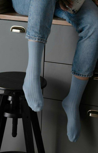 ARTE.130 Calzini da donna in lana merino naturale Steven blu, senza cuciture, caldi