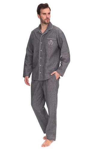 2533 Pigiama da uomo Zeus L&L - cotone, melange, con collo e bottoni