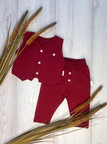Mamatti KC020 completo elegante bambino gilet pantaloni bordeaux