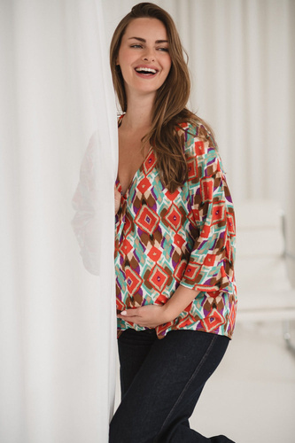 Blusa premaman Bahama Mama Milk&Love con stampa boho - viscosa, manica 3/4, oversize