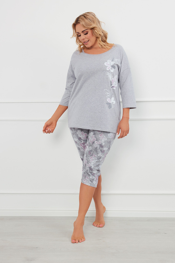 Ibena Pigiama donna manica 3/4, pantalone 3/4 Moda italiana - melange/stampa