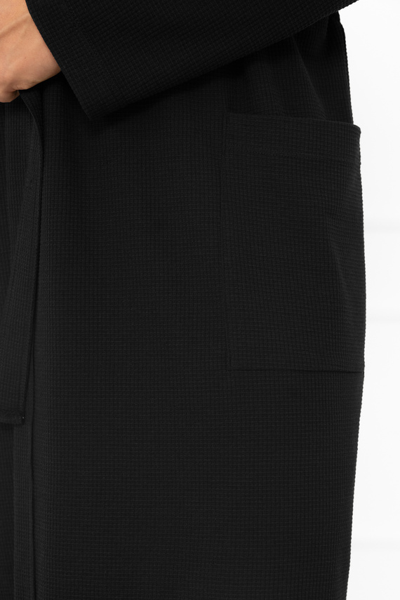 Vestaglia da uomo Bono Italian Fashion nera - con cintura, motivo in rilievo, elegante e confortevole