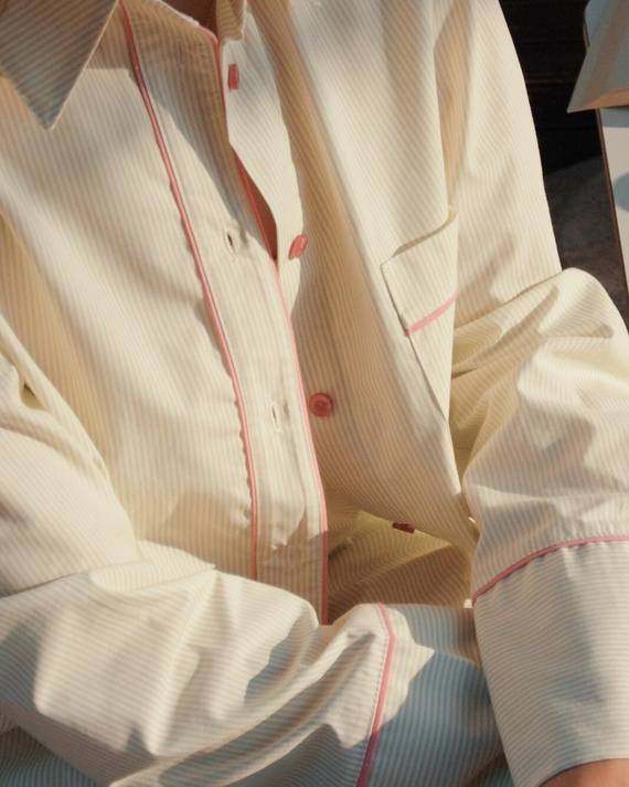 Pigiama donna Sensis Raven lime – cotone, camicia con bottoni e pantaloni