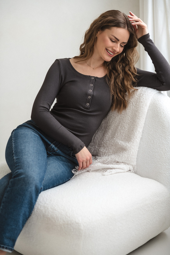 Tummy Milk&Love maglia premaman e allattamento in viscosa graphite