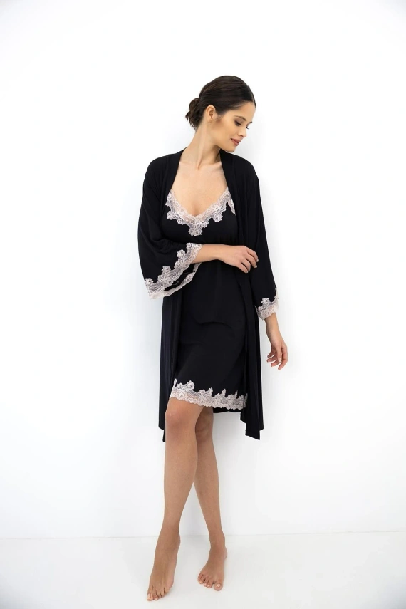 Camisola da notte Sensis Dione in bambù con pizzo e spalline regolabili