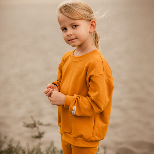 Felpa Simply Comfy Eevi per bambini - oversize, 100% cotone, miele