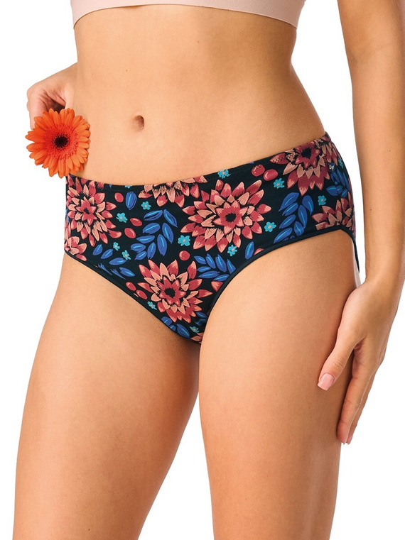 Slip da donna KEY LPC 635 B26 midi 2 pezzi in cotone nero e rosso