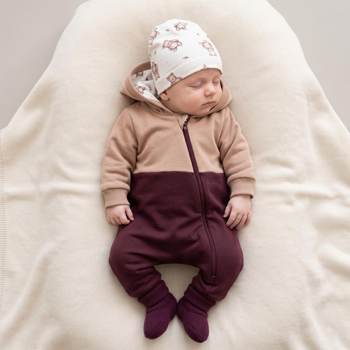 227272 Nicol BENEK Pagliaccetto con fodera orsetti + scarpine primi passi marrone