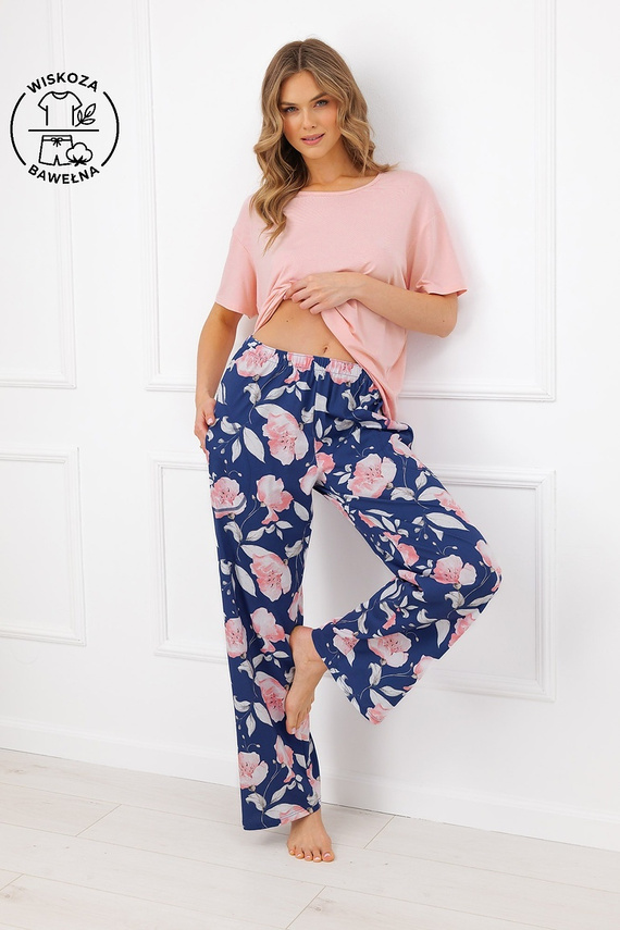 Pigiama donna Italian Fashion Ardizja viscosa cotone fiori lunga