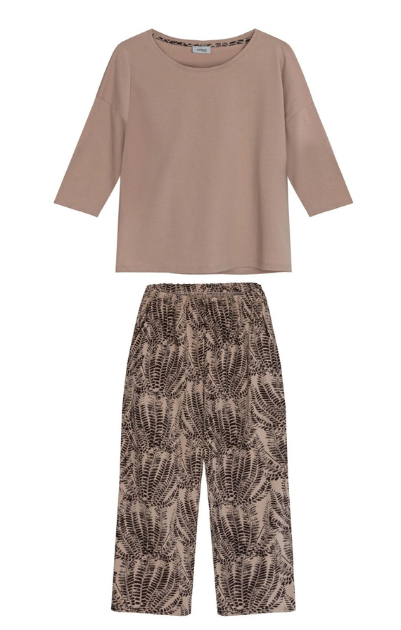 Pigiama donna Siena PS73 Mefemi beige in cotone, manica e pantaloni 3/4