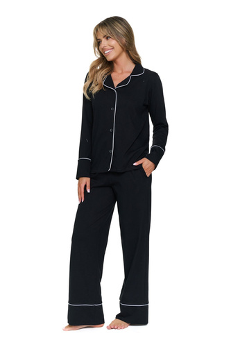 Pigiama donna Doctor Nap 7527 Noir 100% cotone, aperta, lunga