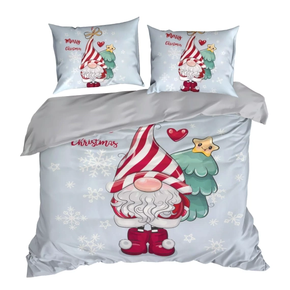 Beiner biancheria da letto natalizia in microfibra Eurofirany - gnomo, grigio, morbido e ad asciugatura rapida