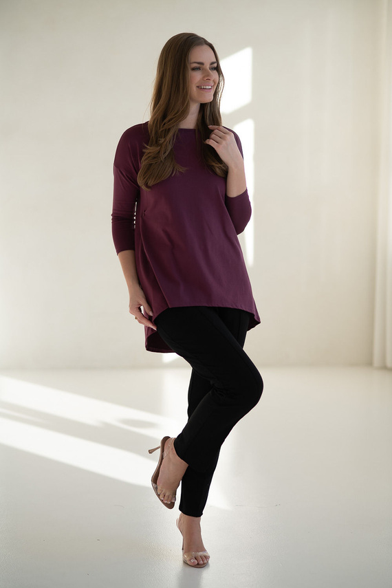 Mommy Tunica maternità e allattamento Mauve Wine Milk&Love - blusa oversize con cerniere nascoste, cotone Oeko-Tex