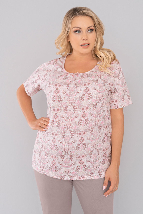 Kalmia Pigiama da donna manica corta, pantaloni 3/4 Stampa italiana