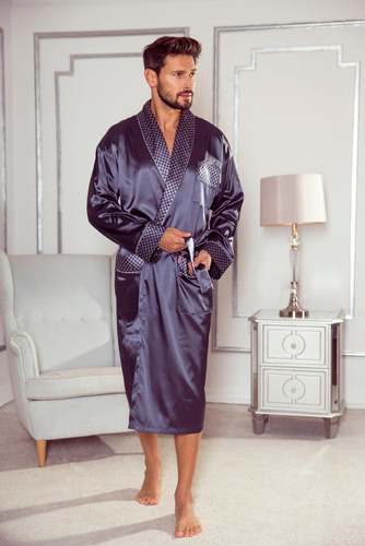 940 Forex accappatoio da uomo in raso - grigio