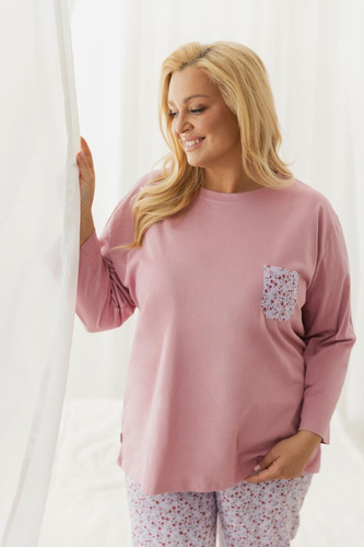 Pigiama donna Taro 3655,3656 Agnessa rosa sporco 100% cotone lunga