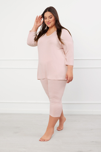Puntini Pigiama 3/4 da donna Moda italiana - rosa cipria