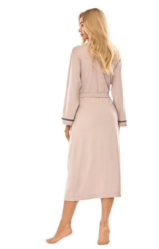 2506 Accappatoio lungo da donna in viscosa L&L beige - leggero e traspirante
