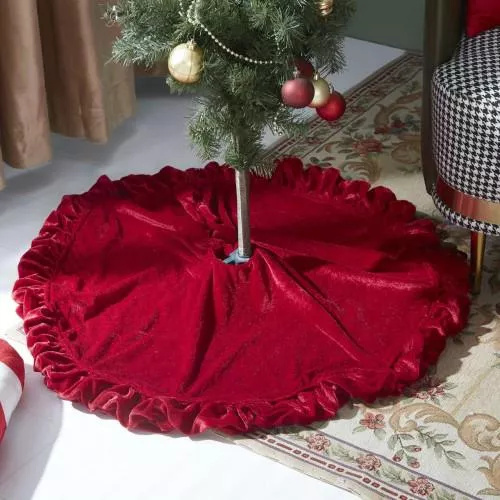 Tappeto per albero di Natale 80 cm in velluto marrone NL24 - un elegante tocco finale alle vostre decorazioni natalizie