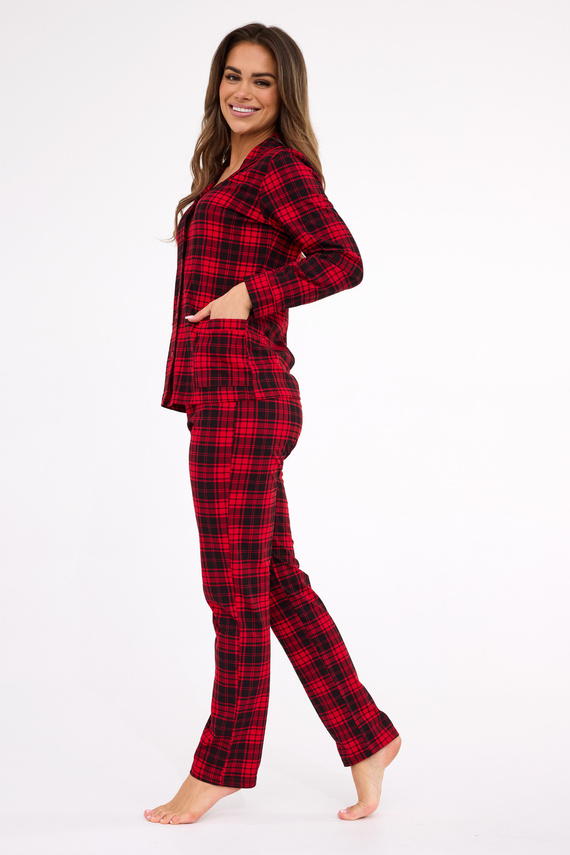 482/423 Pigiama Tracy Cornette da donna - manica lunga, a quadri, camicia sbottonata