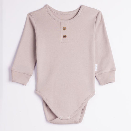 228096 Nicol FARMA Body neonato grigio manica lunga Henley cotone