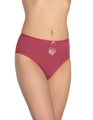 L-122BI-62 Mutandine Lama da donna 3 pezzi, cotone, taglio classico grigio ecru bordeaux