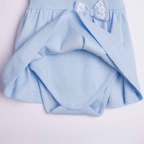 224035 Nicol Abito-Body Bambina Blu 100% Cotone Traforato