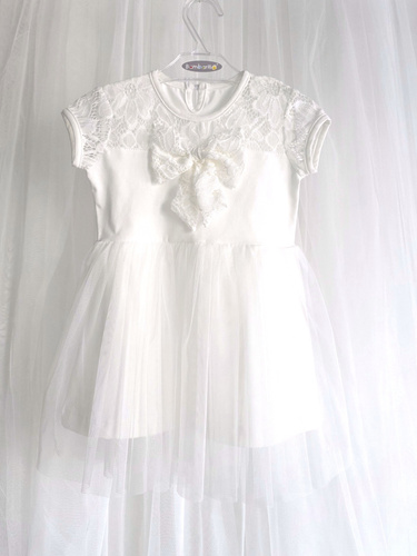 Vestito bambina Emilka Bambarillo pizzo tulle elegante ecru 