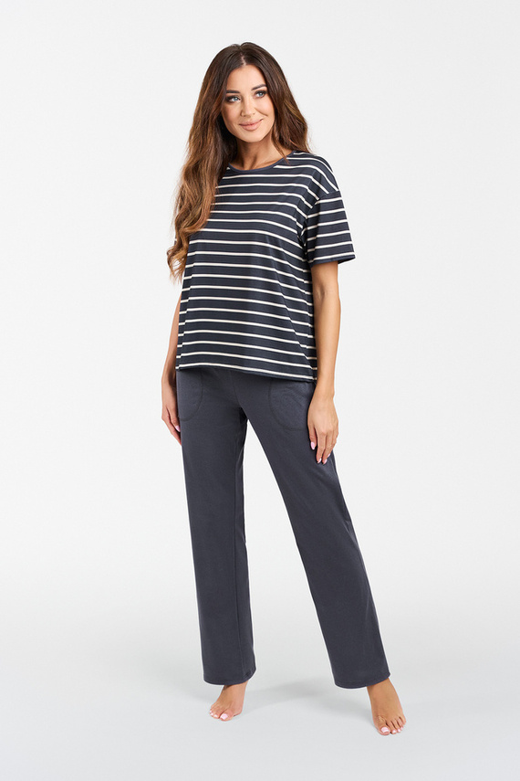 Betty Pigiama donna manica corta, pantaloni lunghi Moda italiana - stampa grafite/grafite