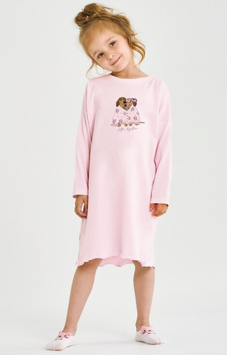 3509 Jasmina Taro rosa - camicia da notte bambina in cotone stampato