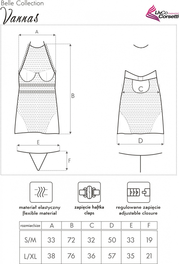 Vannas LC 90609 Set, chemise e perizoma LivCo Corsetti Fashion