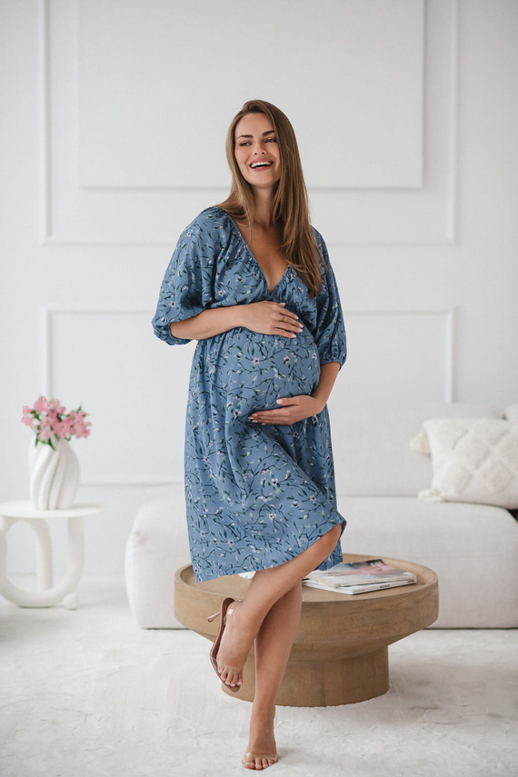 Milk Sun Abito per la gravidanza e l'allattamento Milk&Love abito blu a fiori