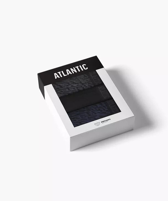 Slip da uomo Atlantic 3MP-221 A3 3 pezzi – cotone grafite/nero/indaco